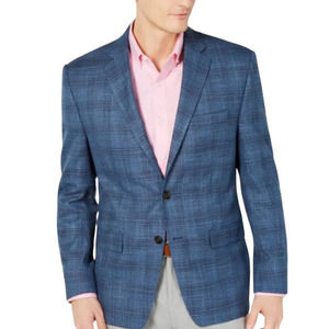 Lauren Ralph Lauren Men's Navy Blue Plaid Sport Jacket Blazer Lexington 50 R